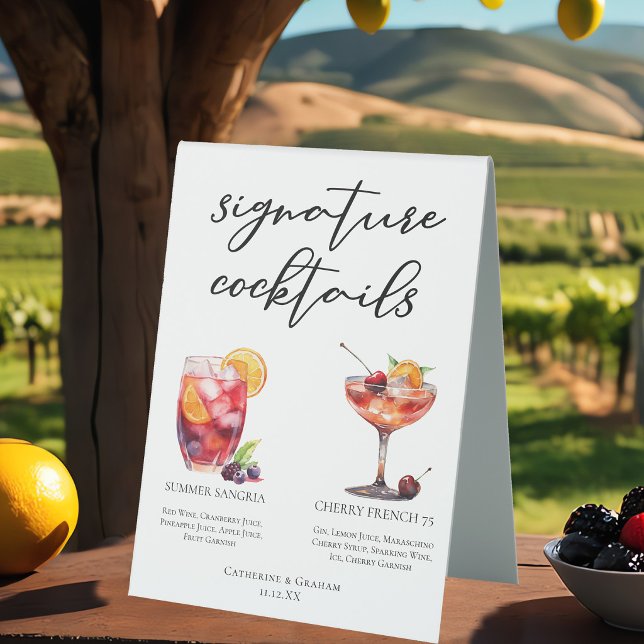 Fruity Wedding Signature Cocktails Menu Table Tent (Creator Uploaded)