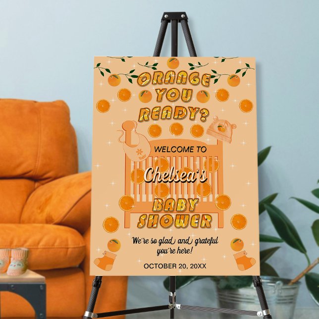 Fruity Zest Orange Cutie Baby Shower Welcome Sign  (Creator Uploaded)