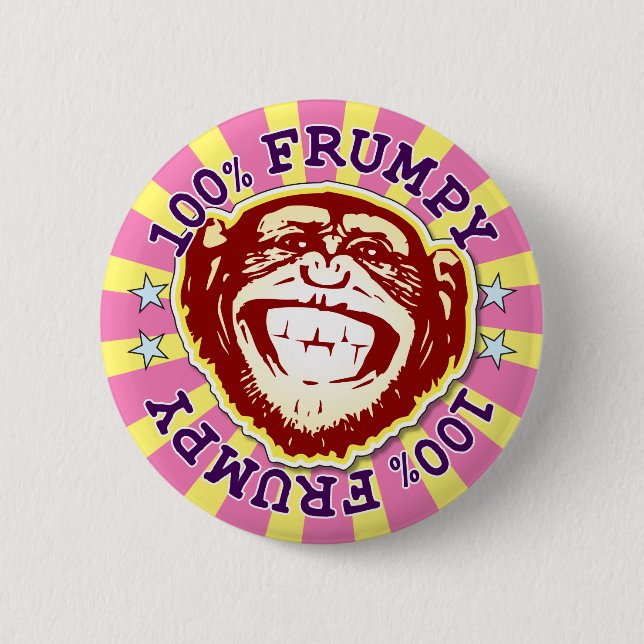 Frumpy 100% Funny Funky Monkey Badge Button (Front)