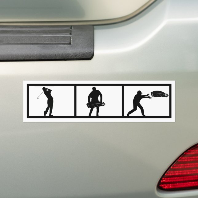 Frustrated Golfer Throws His Bag Bumper Sticker (On Car)