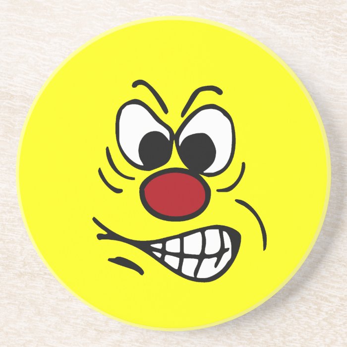 Frustrated Smiley Face Grumpey Beverage Coaster