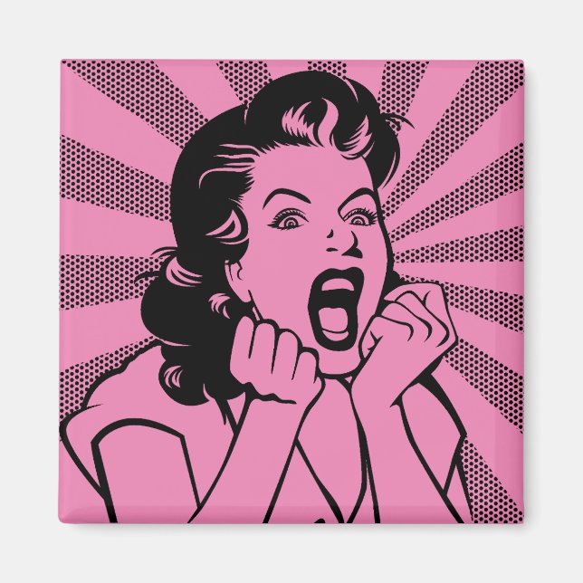 Frustrated Woman Scream Funny Fridge Magnet (Front)