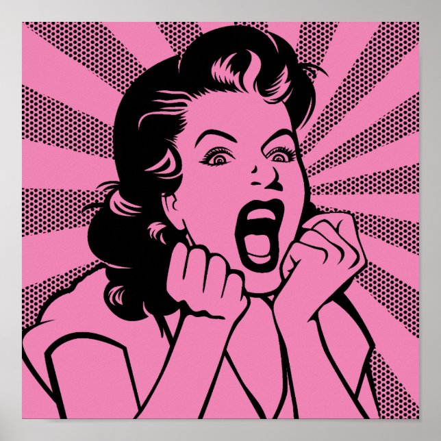 Frustrated Woman Scream Funny Poster Sign (Front)