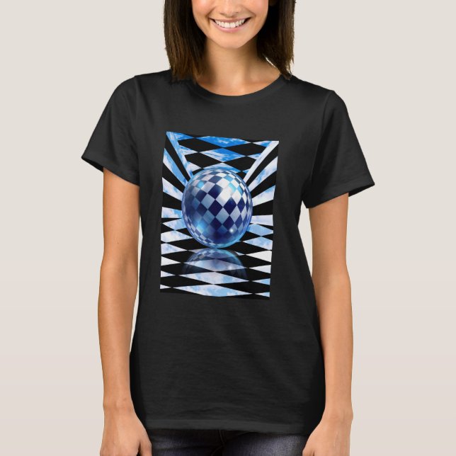 Frutiger Aero Aesthetic Tech Checkered Room Orb Sk T-Shirt (Front)