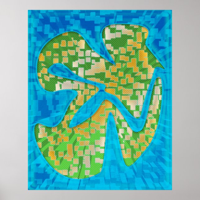 Frutiger Aero Pixel Mosaic Extrusion Poster (Front)