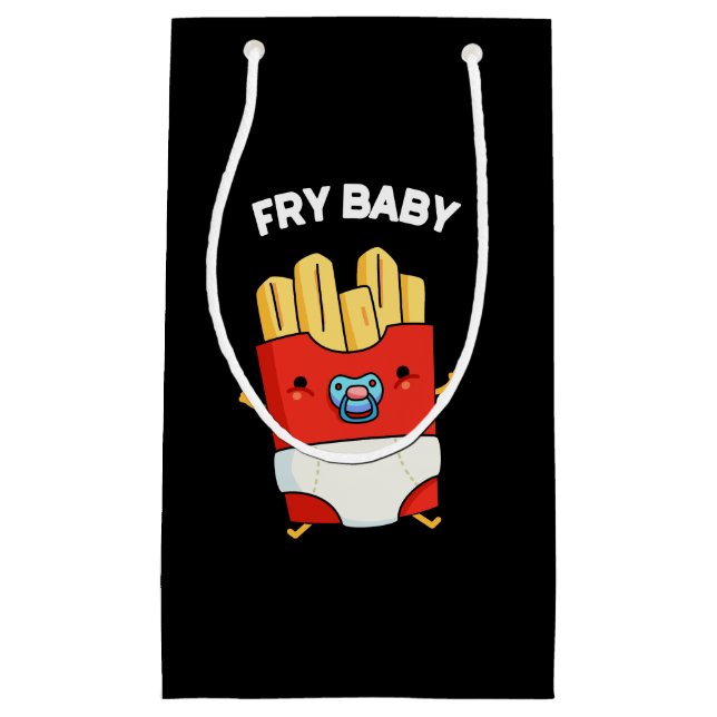 Fry Baby Funny French Fries Pun Dark BG Small Gift Bag (Front)