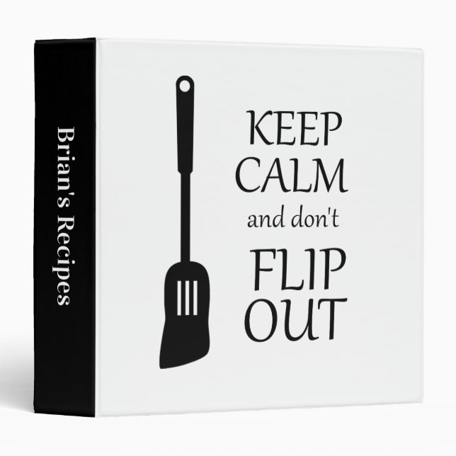 Fry Cook Don't Flip Out Funny Recipe 3 Ring Binder (Front/Spine)