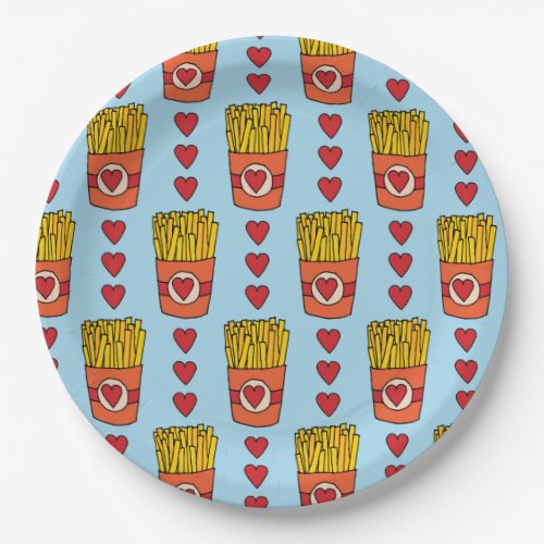 Fry Day Im in Love  Punny Cartoon French Fries S Paper Plates