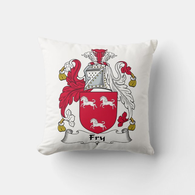 Fry Family Crest Throw Pillow (Front)