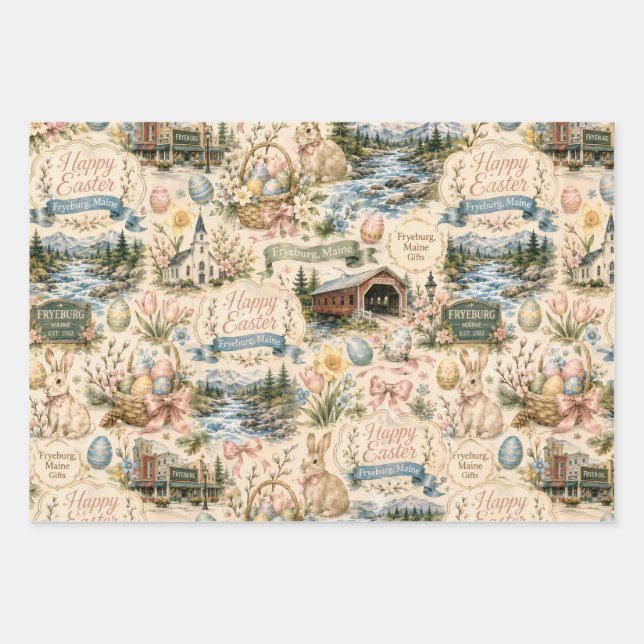 Fryeburg Maine Easter Wrapping Paper (Front)