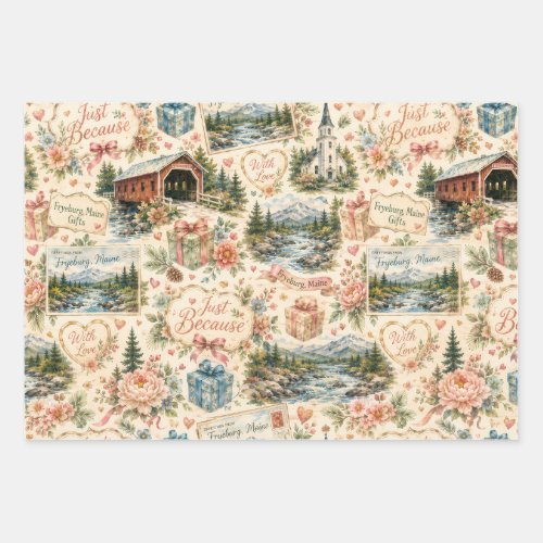Fryeburg Maine Just Because Wrapping Paper Sheets