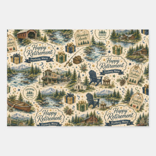Fryeburg Maine Retirement Celebration Wrapping Paper Sheets