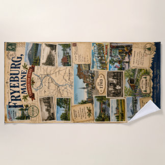 Fryeburg Maine Through the Years Vintage Postcard Beach Towel