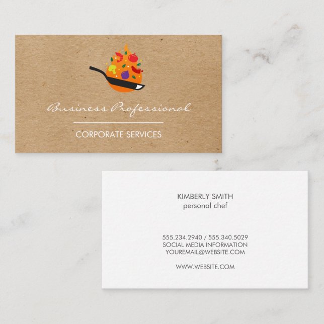 Frying Pan Flipping Food Business Card (Front/Back)