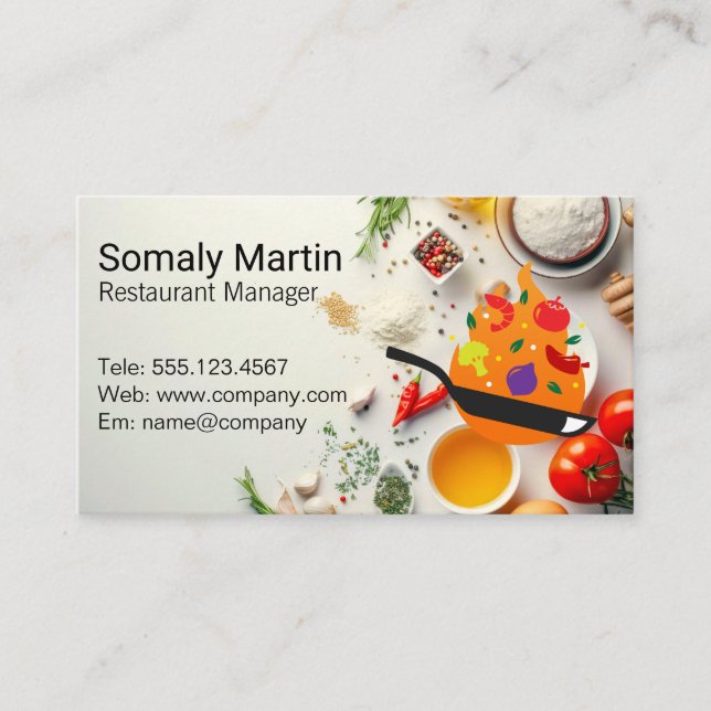 Frying Pan | Herbs and Spices Business Card (Front)