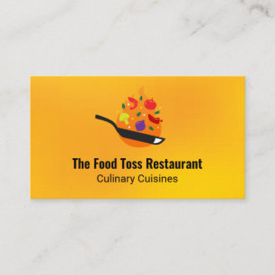 Frying Pan Tossing Food Culinary Business Card