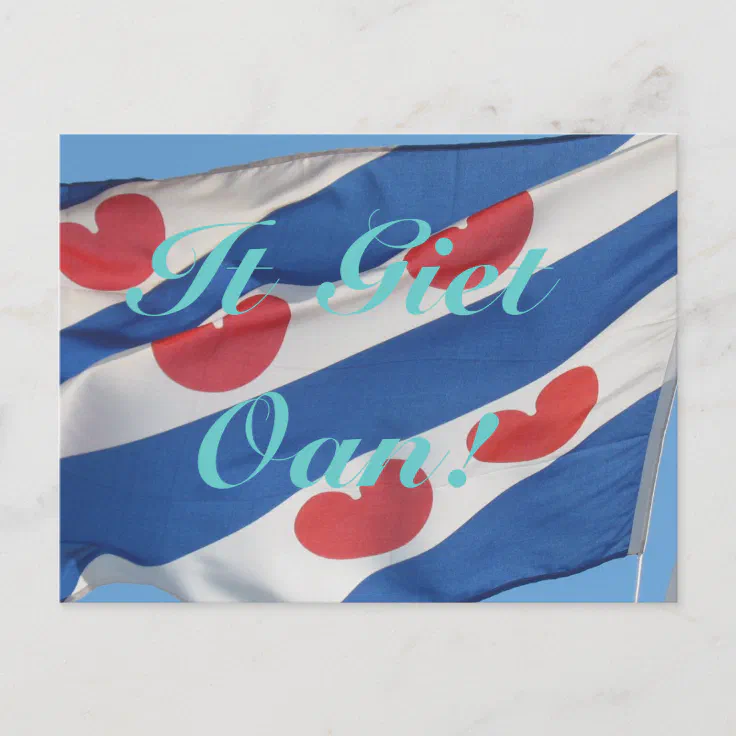 Fryslan Flag Text It Giet Oan Postcard Zazzle fryslan-flag-text-it-giet-oan-postcard-zazzle