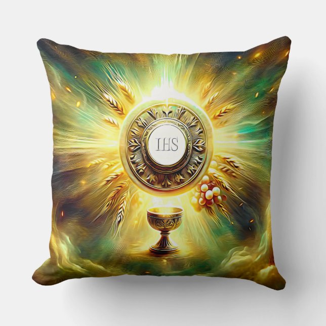 FS Communion Host and Chalice Expressionist Effect Throw Pillow (Front)