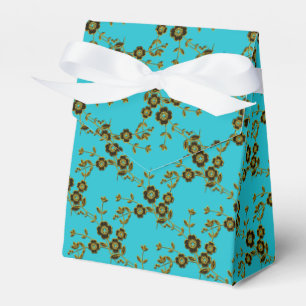 FS Style 1-Aqua-Gold-PARTY FAVOR BOXES, tent style Boxes