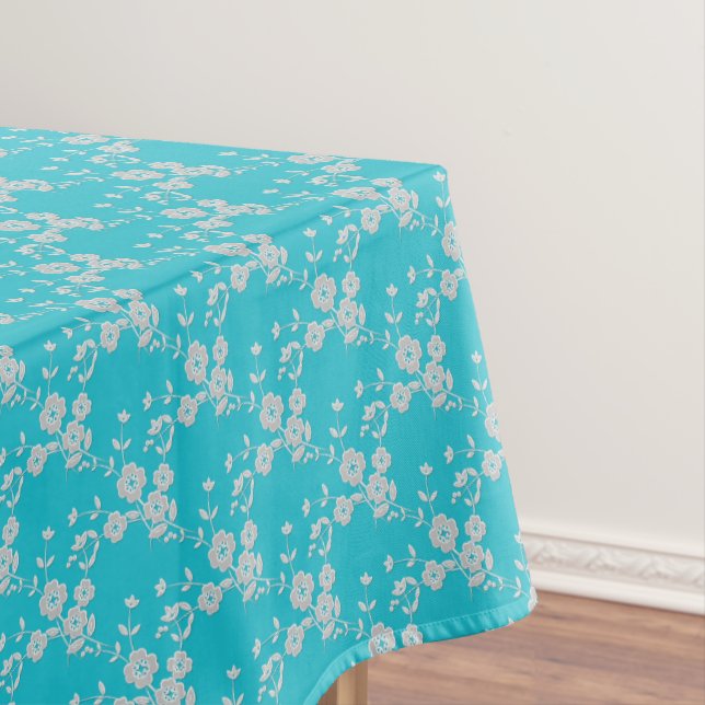 FS Style 1-Aqua-White-52x70 COTTON TABLECLOTH (In Situ)