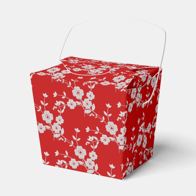 FS Style 1-Red-White-PARTY FAVOR BOXES, take out Favor Boxes (Front Side)
