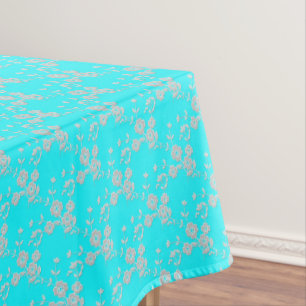FS Style 1-Robins Egg-White-52x70 COTTON TABLECLOT Tablecloth