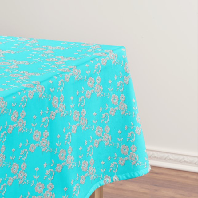 FS Style 1-Robins Egg-White-52x70 COTTON TABLECLOT Tablecloth (In Situ)