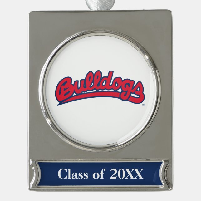 FSU Bulldogs Silver Plated Banner Ornament (Front)