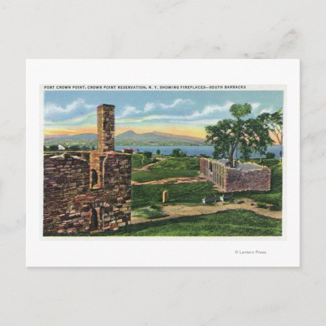 Ft Crown Point View of South Barracks Postcard (Front)