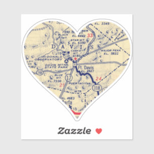 Ft. Davis TX Vintage Map Sticker