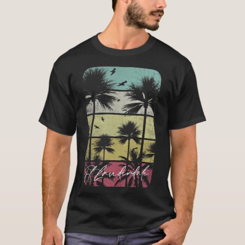 Ft Fort Lauderdale Florida Retro Vintage Beach Su T_Shirt