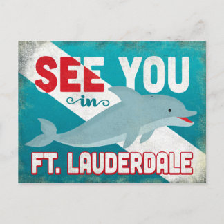Ft Lauderdale Dolphin - Retro Vintage Travel Postcard