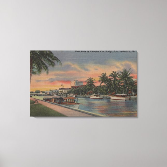 Ft. Lauderdale, FL - New River View & Andrews Canvas Print (Front)