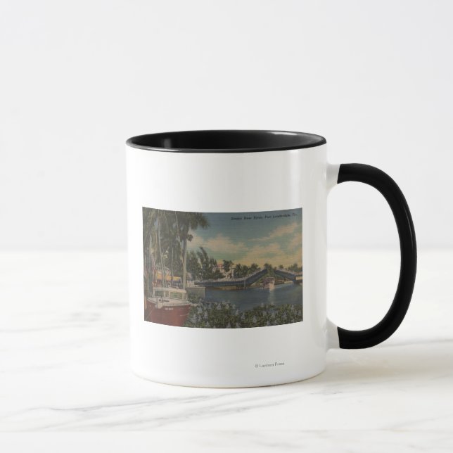 Ft. Lauderdale, FL - New River View & Drawbridge Mug (Right)