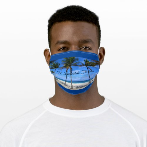 Ft Lauderdale Florida Beach Ocean Palm Trees Sand Adult Cloth Face Mask