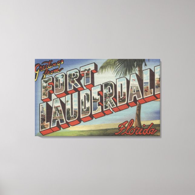Ft. Lauderdale, Florida - Large Letter Scenes Canvas Print (Front)