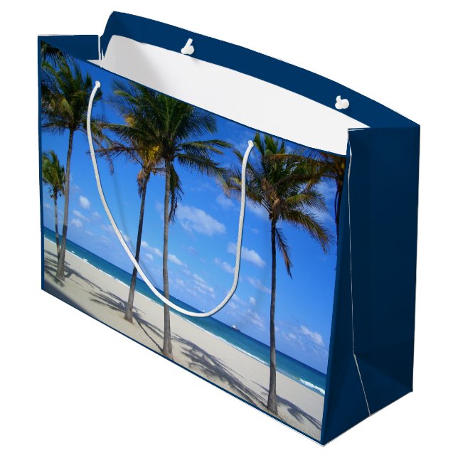 Ft Lauderdale Florida Sand Beach & Palm Trees Large Gift Bag (Back Angled)