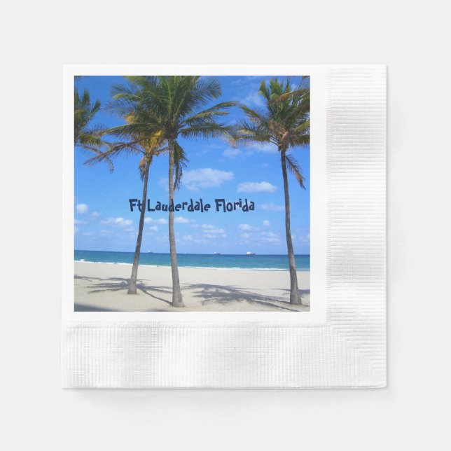 Ft Lauderdale Florida Sand Beach & Palm Trees Napkins (Front)