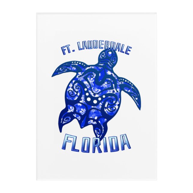 Ft Lauderdale Florida Vacation Tribal Turtle Acrylic Print (Front)