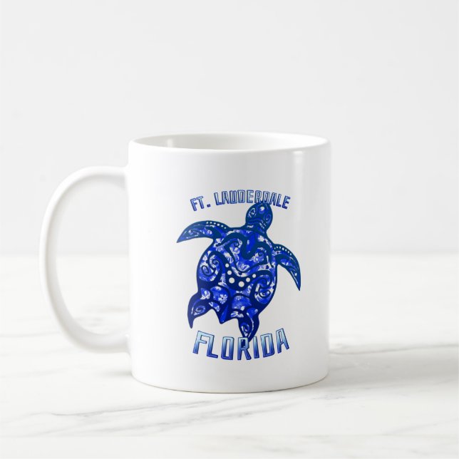 Ft Lauderdale Florida Vacation Tribal Turtle Coffee Mug (Left)
