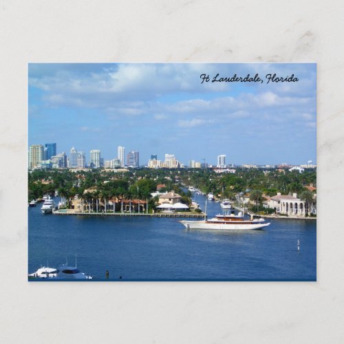 Ft Lauderdale Intracoastal Waterway  Skyline Postcard