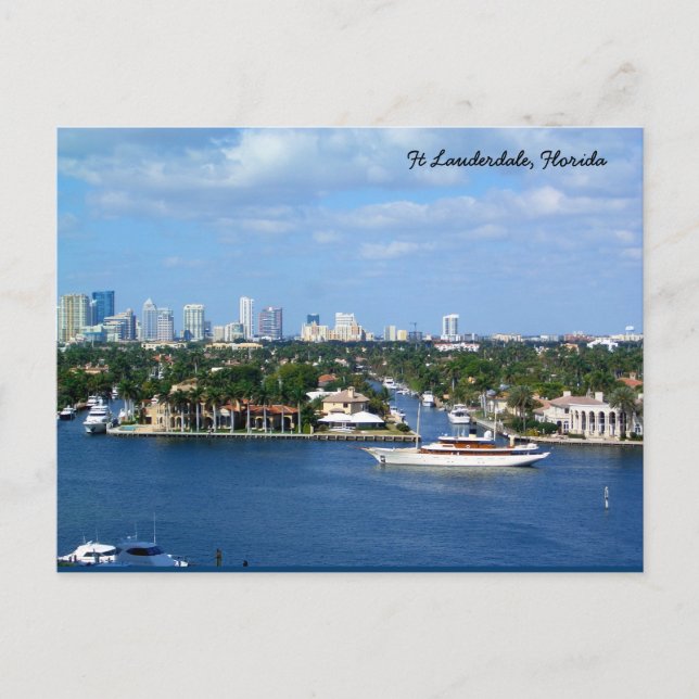 Ft Lauderdale Intracoastal Waterway & Skyline Postcard (Front)