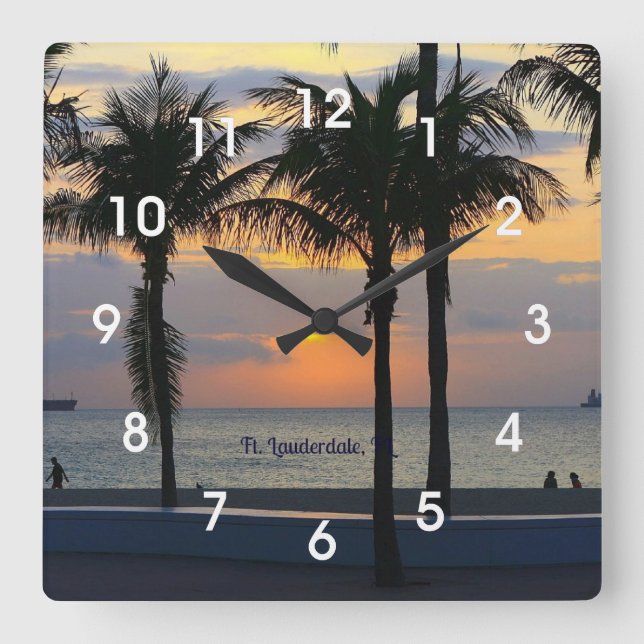 Ft. Lauderdale Sunrise Square Wall Clock (Front)