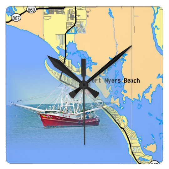Ft Myers Beach Nautical map clock