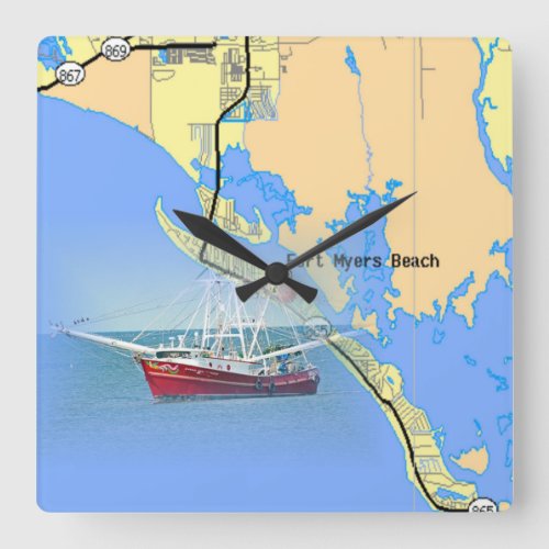 Ft Myers Beach Nautical map clock