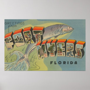 Ft. Myers, Florida - Large Letter Scenes Poster