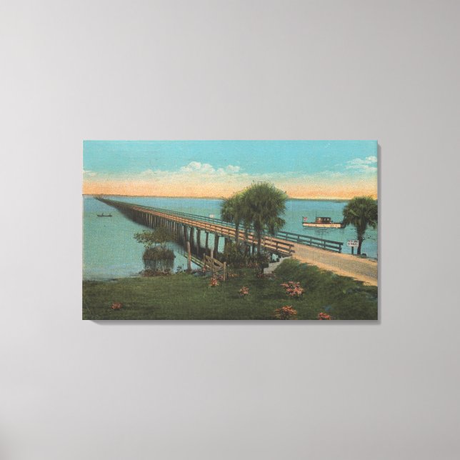 Ft. Myers, Florida - View of Tamiami Trail Bridg Canvas Print (Front)