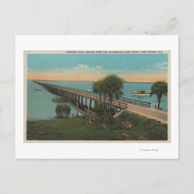 Ft. Myers, Florida - View of Tamiami Trail Bridg Postcard (Front)