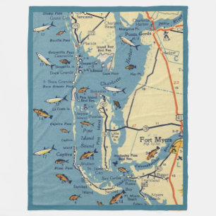 Ft. Myers Map Fleece Blanket