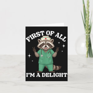 Ft of A Delight Funny Raccoon Nurse Scrub Costume Card